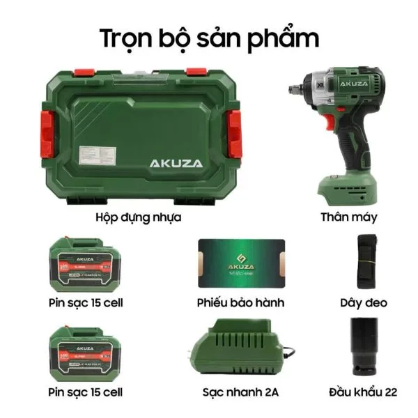 Bulong Akuza đầu 2 in 1 lực 350N bắn tôn, tháo lốp oto - Ảnh 4